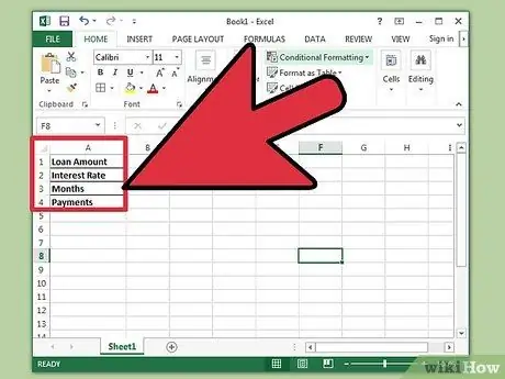 Prepare el programa de amortización en Excel Paso 2