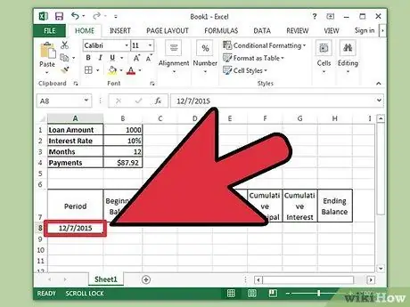 Készítse el az amortizációs ütemtervet az Excel 7. lépésében