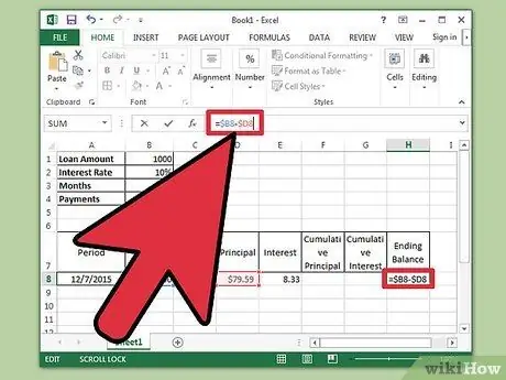 Pripremite raspored amortizacije u Excelu Korak 8