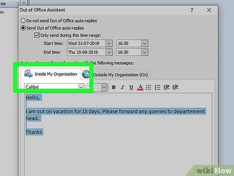 Set Up Out of Office in Outlook Step 11