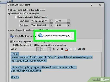 Set Up Out of Office in Outlook Step 12