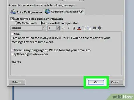 Set Up Out of Office in Outlook Step 13