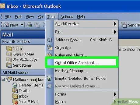 በ Outlook ደረጃ 14 ውስጥ ከቢሮ ውጭ ያዘጋጁ