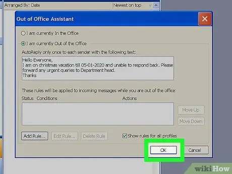 Sediakan Di Luar Pejabat di Outlook Langkah 17