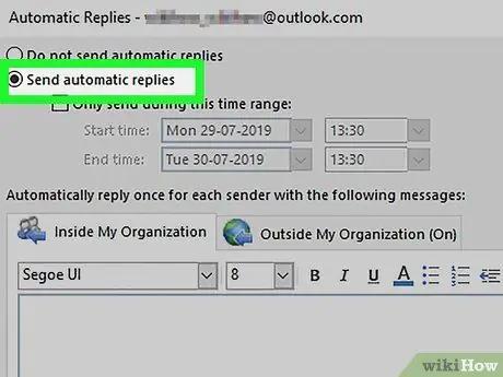 Настройка извън офиса в Outlook Стъпка 3