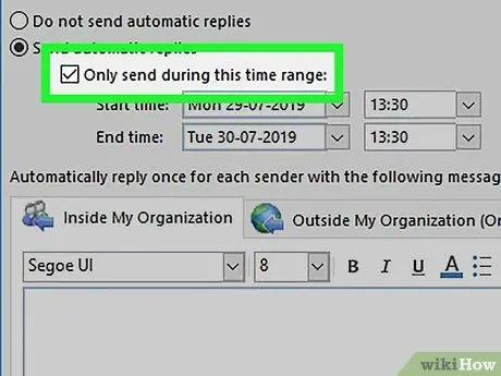 Configureu fora de l'oficina a l'Outlook Pas 4