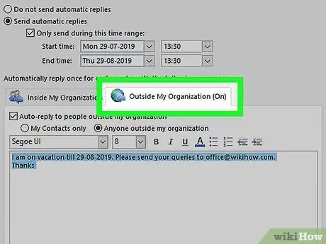 Sediakan Di Luar Pejabat di Outlook Langkah 6