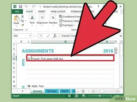 Créer un calendrier dans Microsoft Excel Étape 6