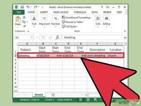 قم بإنشاء تقويم في Microsoft Excel الخطوة 9