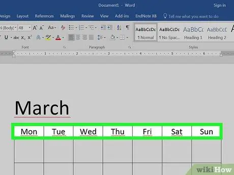 Erstellen Sie einen Kalender in Word Schritt 13