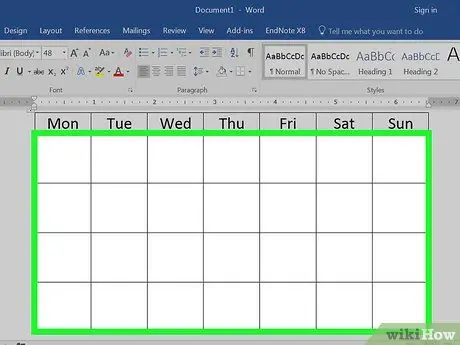 Hacer un calendario en Word Paso 14