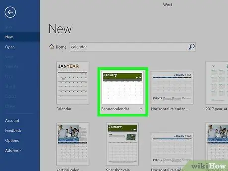 Créer un calendrier dans Word Étape 3