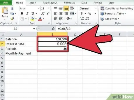 Calculeu un pagament mensual a Excel Pas 4