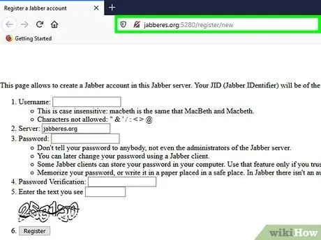 Bir Jabber Hesabı Oluşturun Adım 1