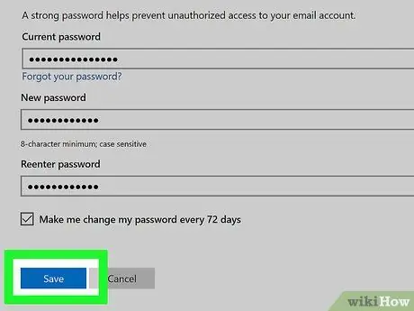 Hotmail каттоо эсебинин сырсөзүн өзгөртүү 4 -кадам