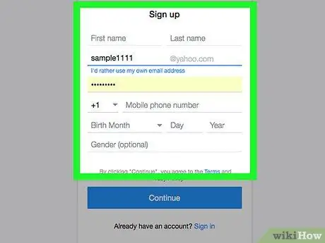 Mag-set up ng isang Yahoo! Mga Mail Account Hakbang 4