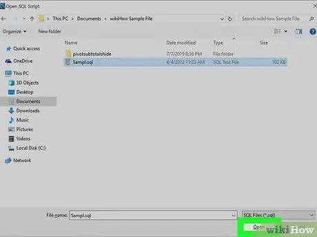 Åpne en Sql -fil Trinn 6