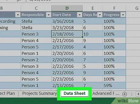 Izsekojiet vairākus projektus programmā Excel datorā vai Mac datorā 12. darbība