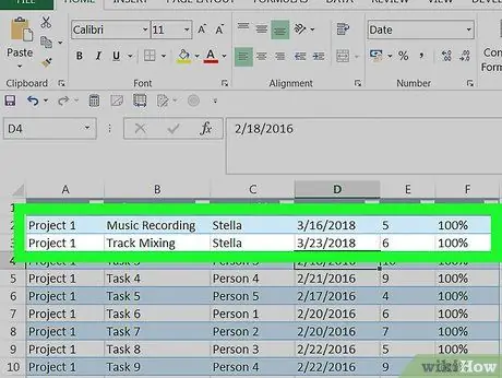 Tieni traccia di più progetti in Excel su PC o Mac Passaggio 5