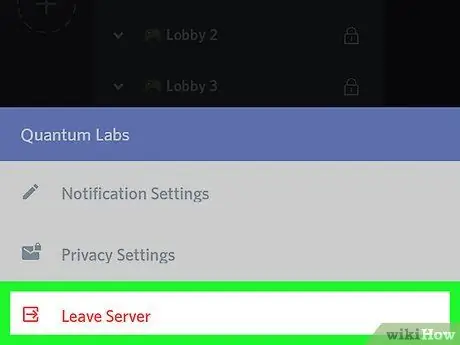 Atstājiet Discord serveri operētājsistēmā Android 5. darbība