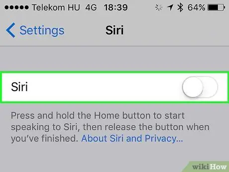 Siri Adım 8'i devre dışı bırakın