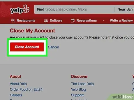 Zavřete účet Yelp Krok 8