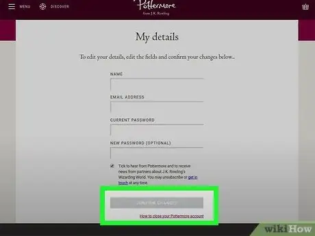 Poista Pottermore -tilisi Vaihe 3