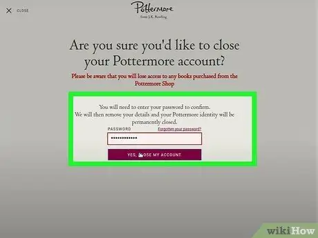 Elimina tu cuenta de Pottermore Paso 4