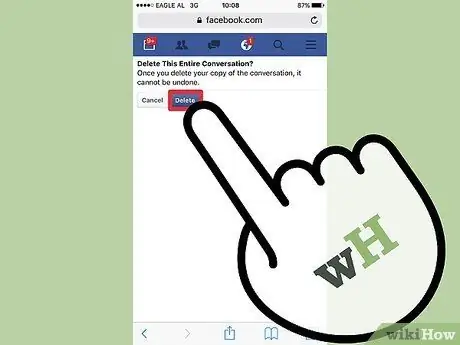 Изтриване на архивирани съобщения във Facebook Стъпка 10