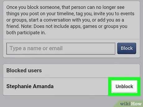 Деблокирайте някой във Facebook Стъпка 6