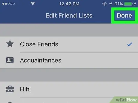 Επεξεργασία Close Friends στο Facebook σε iPhone ή iPad Βήμα 8