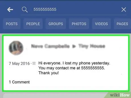 Søk etter et telefonnummer på Facebook Trinn 9