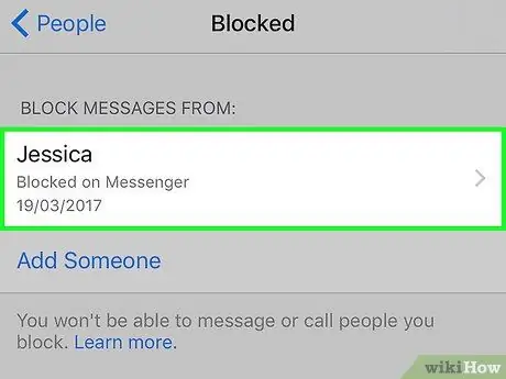 Deblokkeer iemand op Facebook Messenger Stap 5