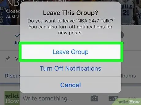 Leave a Facebook Group Step 7