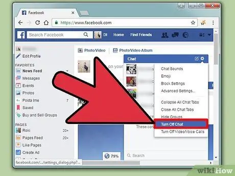 A csevegés kikapcsolása a Facebookon 9. lépés