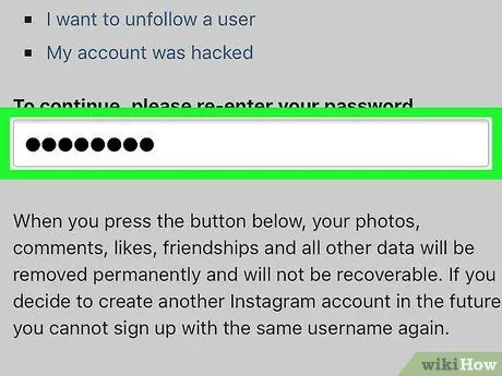 Supprimer un compte Instagram Étape 11