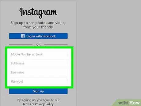 Abra una cuenta de Instagram a través de PC Paso 3