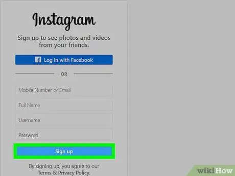 Open an Instagram Account Through PC Step 4