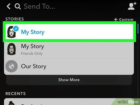 Send til Snapchat -historier Trin 6