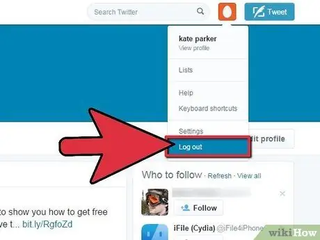 Izrakstieties no Twitter lietotnes 2. darbība