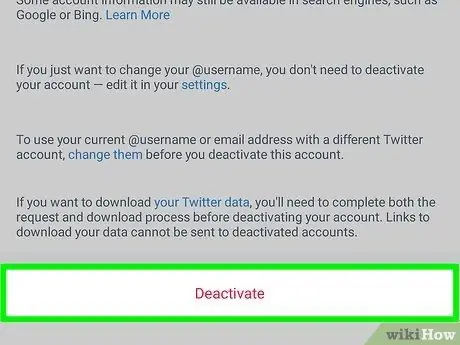 Deaktiver en Twitter -konto Trinn 6