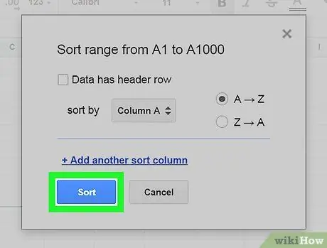 Trier par numéro sur Google Sheets sur PC ou Mac Étape 7