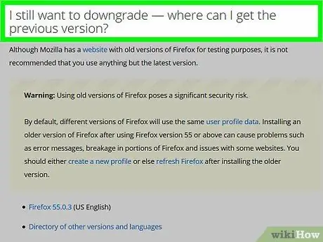 Faceți downgrade la Firefox Pasul 2