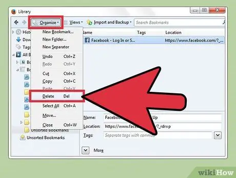 Tanggalin ang isang Bookmark sa Mozilla Firefox Hakbang 9