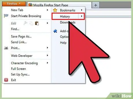 Effacer l'historique Web dans Firefox Étape 2