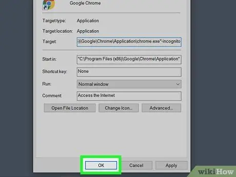 Open Incognito Mode by Default in Google Chrome (Windows) Step 4