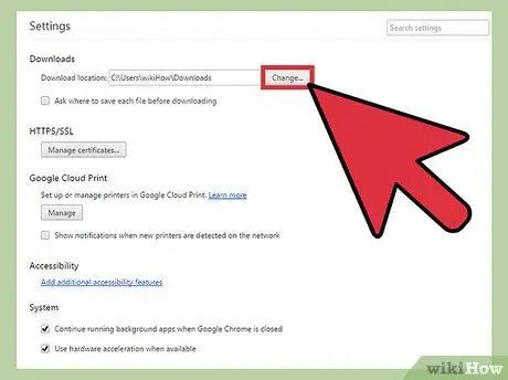 Modifica le impostazioni dei download di Google Chrome Passaggio 5