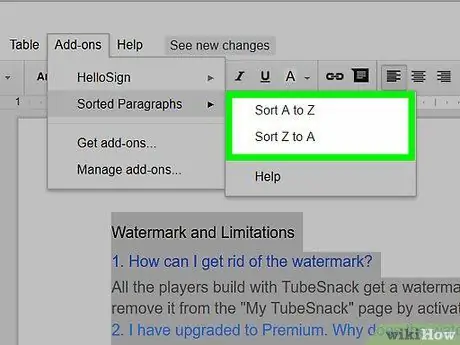 Alphabetisierung in Google Docs Schritt 15