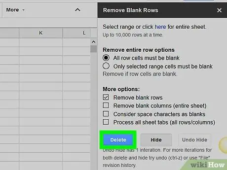 Verwyder leë rye op Google Sheets op 'n rekenaar of Mac Stap 24