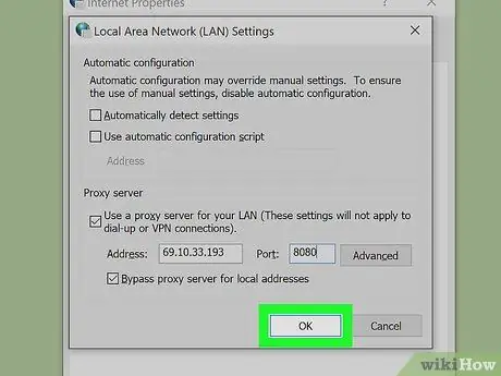 V aplikaci Internet Explorer zadejte nastavení serveru proxy, krok 9